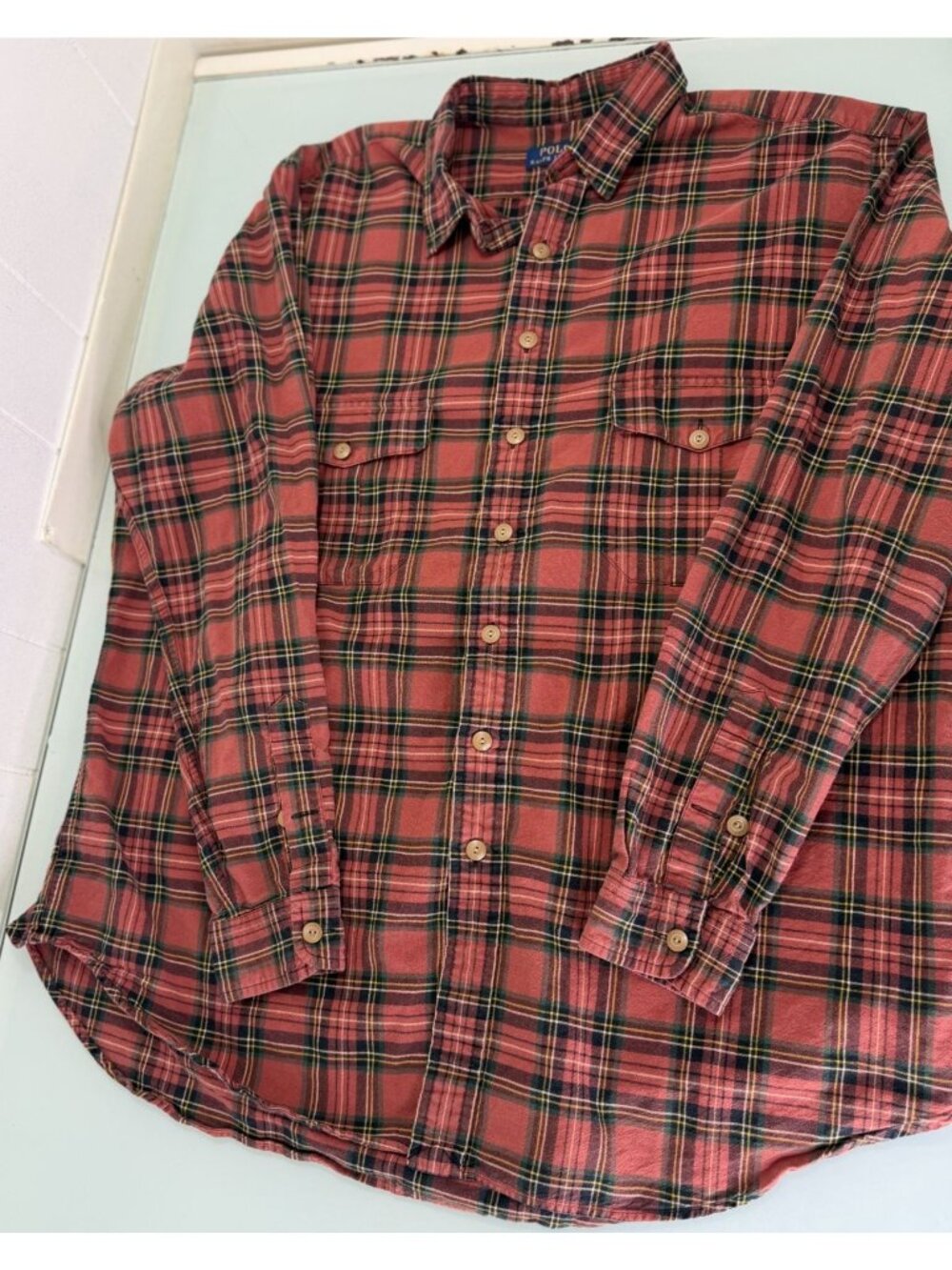 Polo Ralph Lauren Work Shirt Flannel Mens XLT XL Tall Button Up Long Sleeve